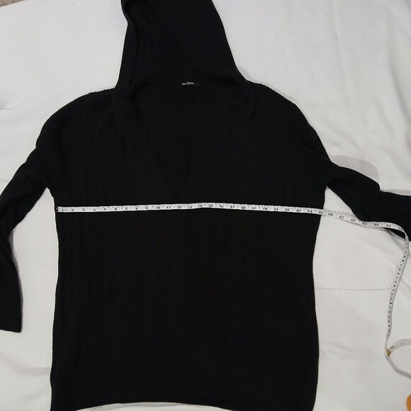 Daisy Fuentes Black Cable Knit Pullover Sweater Hoodie - Size 3X - Picture 3 of 6